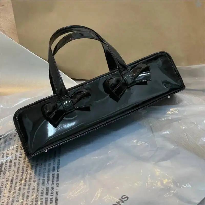 Bloom Retro Bow Red Y2k Hand Purse Women Hot Girls Leather Zipper Shoulder Bags Ladies Fairy Core Aesthetic Underarm Bag