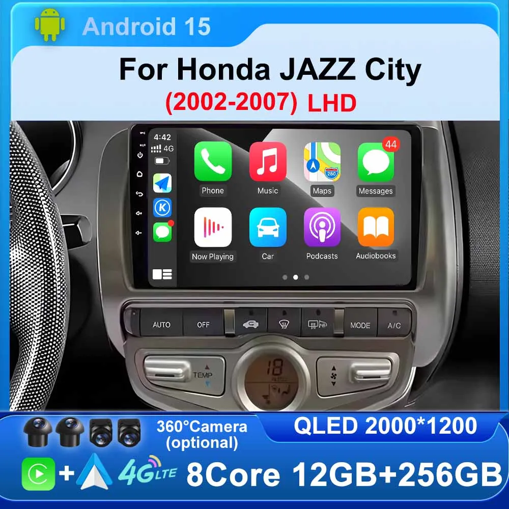 Android 15 для Honda Jazz City 2002-2007 LHD Автомобильный радиоприемник Мультимедийный плеер DSP Навигация GPS DVR Автомобильный Android Auto Carplay
