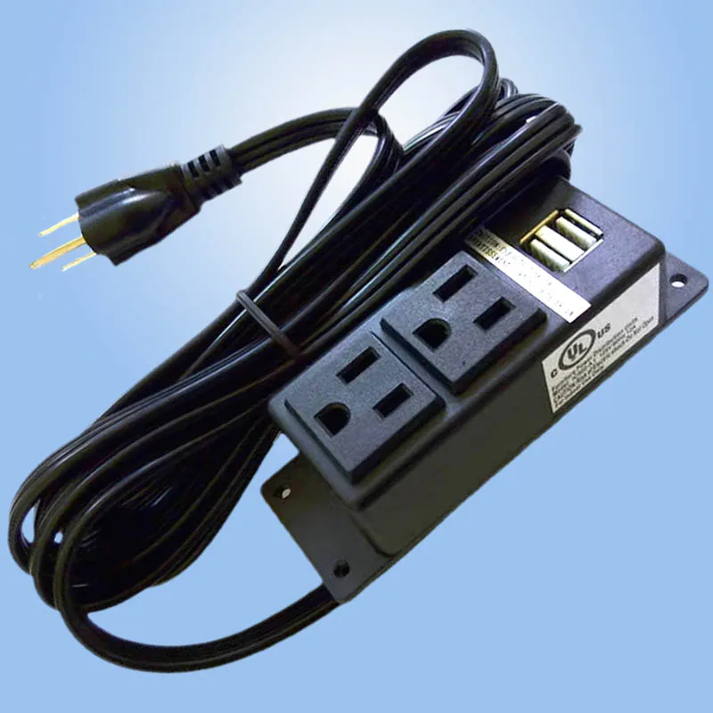 Power Strip with USB,Desktop Power Outlet with 2AC Outlets,2 USB Ports,6.56ft Extension Cord,Mountable Under Desk,Workbench