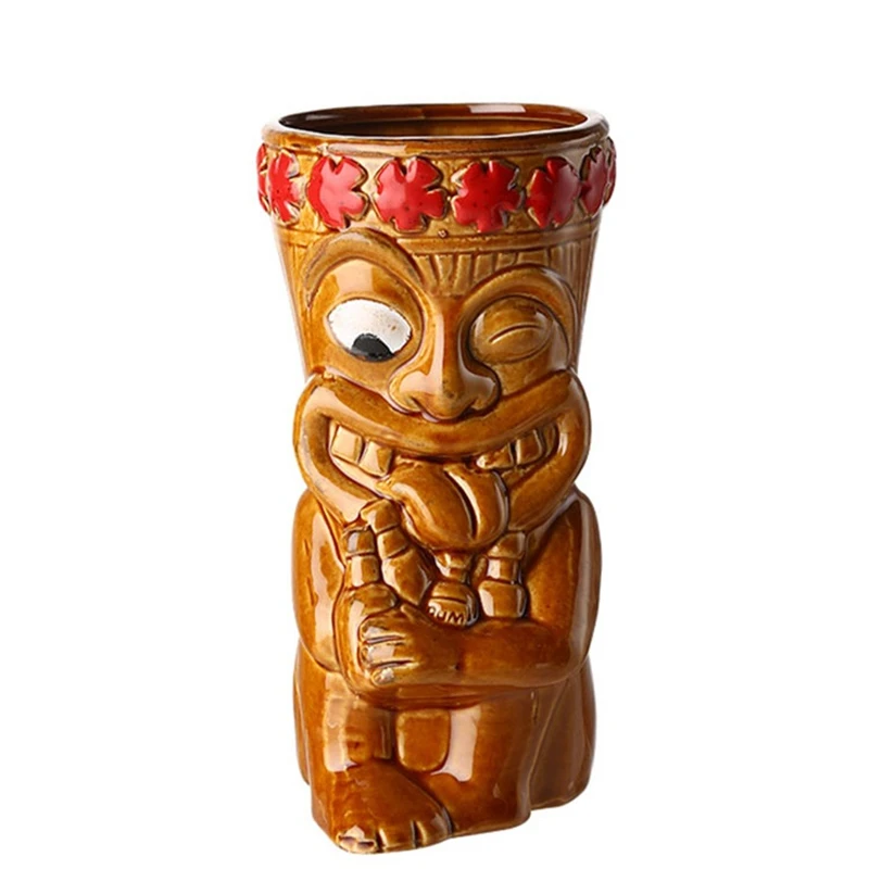 Picture 7: 600ml Hawaii Tiki Mugs Cocktail Cup Beer Beverage Mug Wine Mug Ceramic Easter Islander Tiki Mug Bar Tools Barware