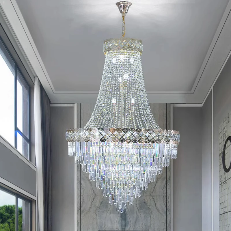 Contemporary 220V Crystal Pendant Lamp Modern Light Chandelier Living Room Large Size Remote Control Hotels Restaurants Bars