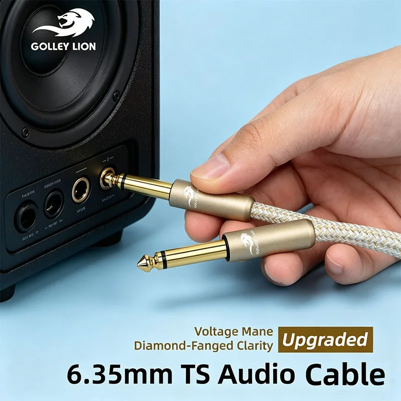 GOLLEY LION Gold-Plated 1/4 Inch TS Straight Instrument Cable for Electric Guitar, Bass and Keyboard with Anti-Noise Shielding