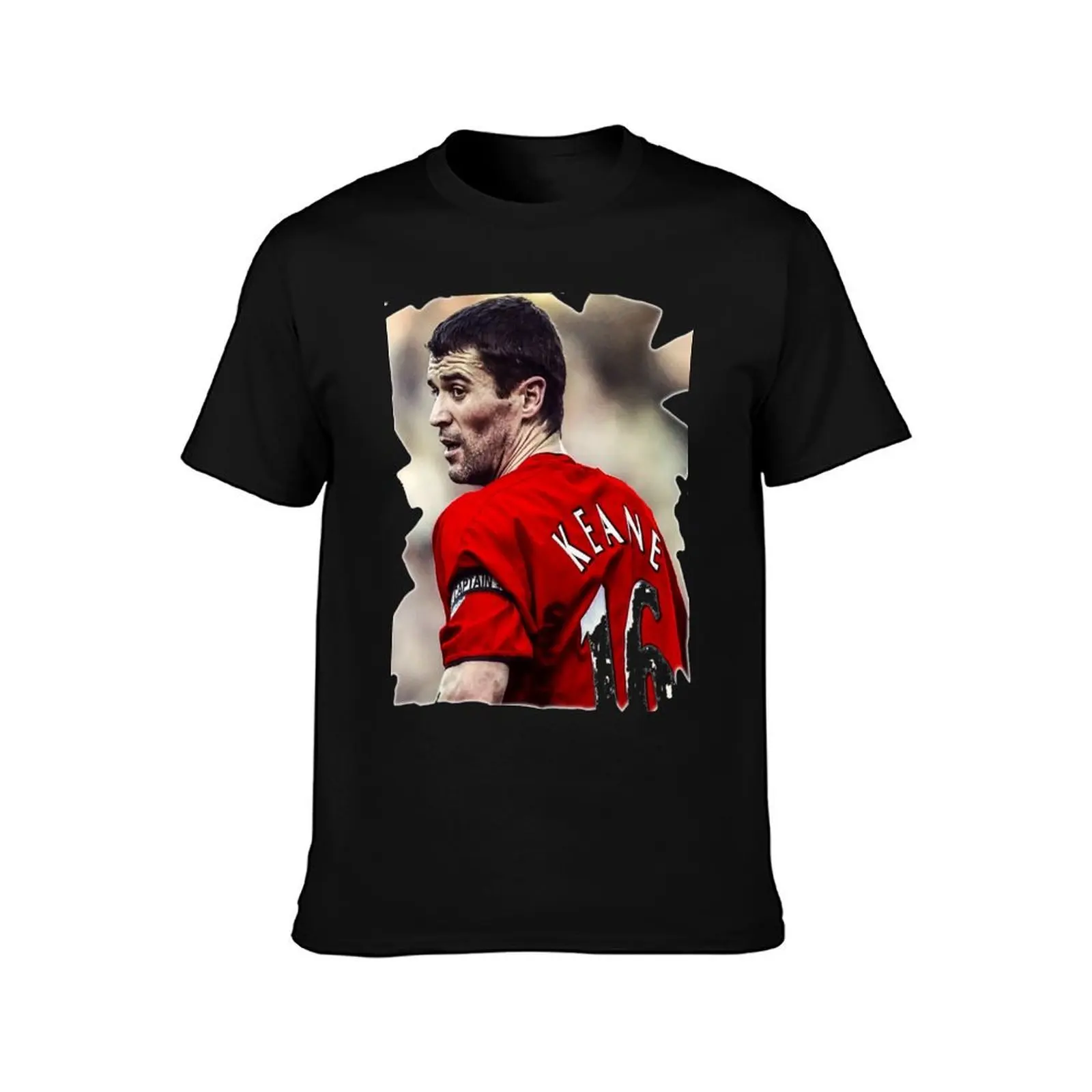 roy keane print T-Shirt, Summer Casual Cotton Tee, Oversized Streetwear Tops, Vintage Graphic Print, Loose Fit Short Sleeve