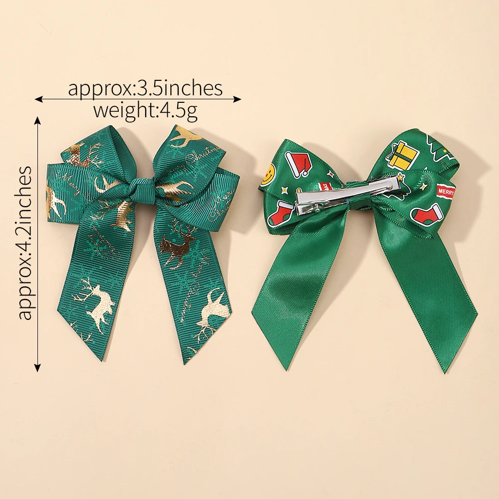2개입 스윗 키즈 크리스마스 헤어핀 헤어 리본 클립 세트 (아기 여자아이 파티 응원 헤어 장식 새 헤어 액세서리 선물)