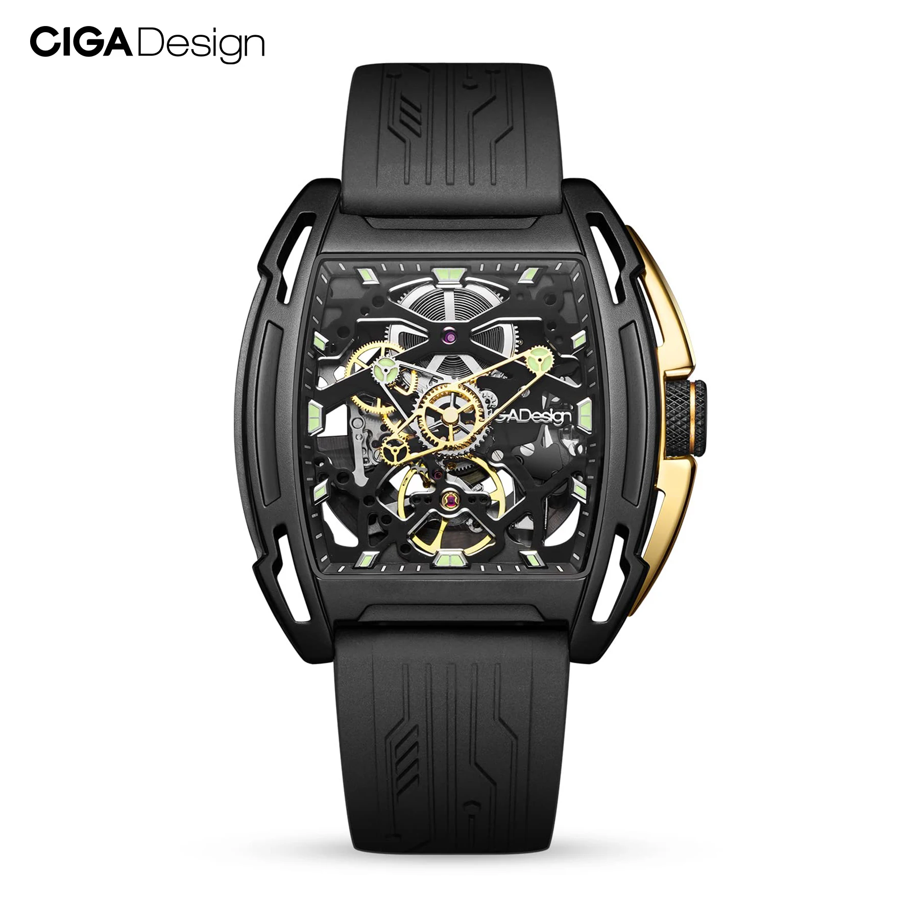 Ciga design leuchtendes skelett automatische uhr männer z serie mode mechanische armbanduhr sapph hire kristall edelstahl gehäuse