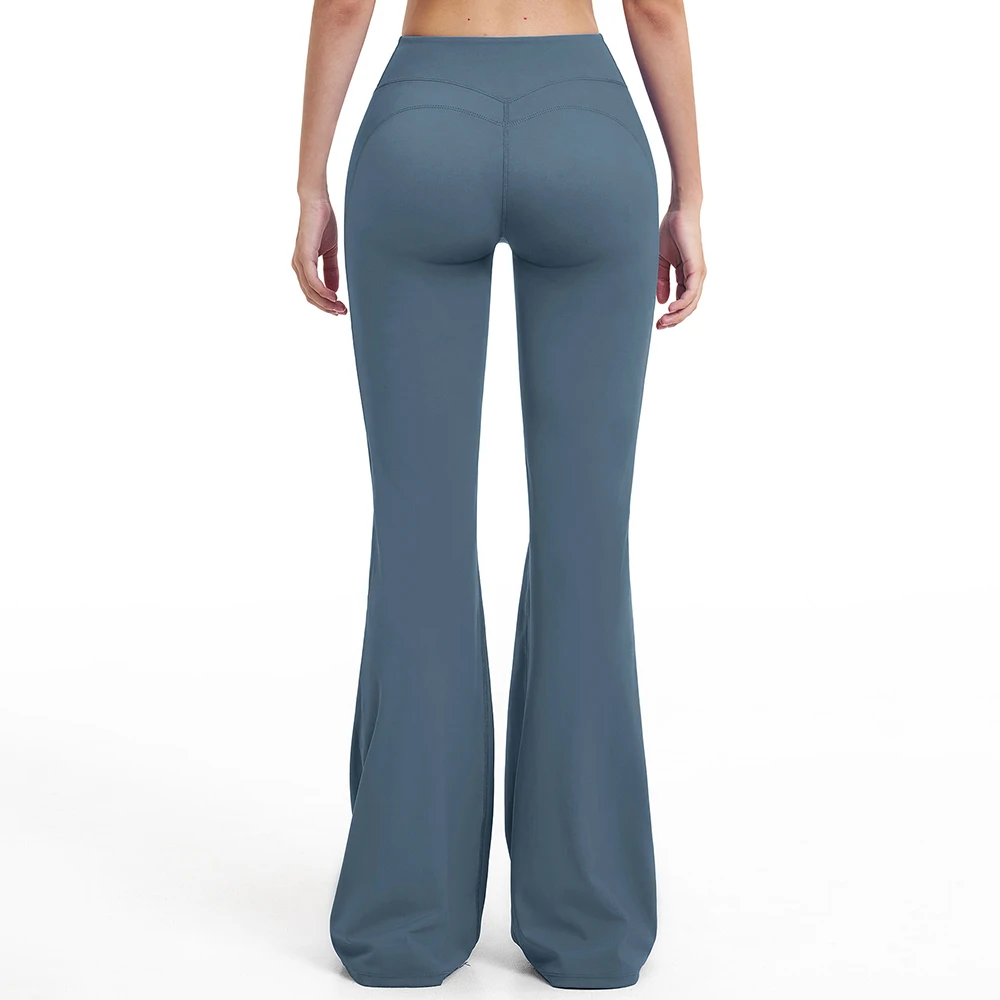 Pantalon de sport évasé pour femme, taille haute, jambe large, pour le yoga, la gym et le fitness