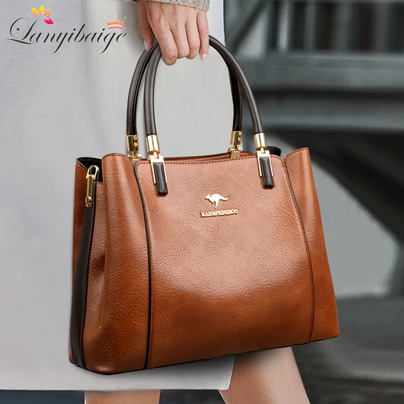 

Genuine Leather Handbags Women 2024 Trending Crossbody Shoulder Bags Ladies Branded Tote Bag 100% Cow Leather Luxury Casual Sac