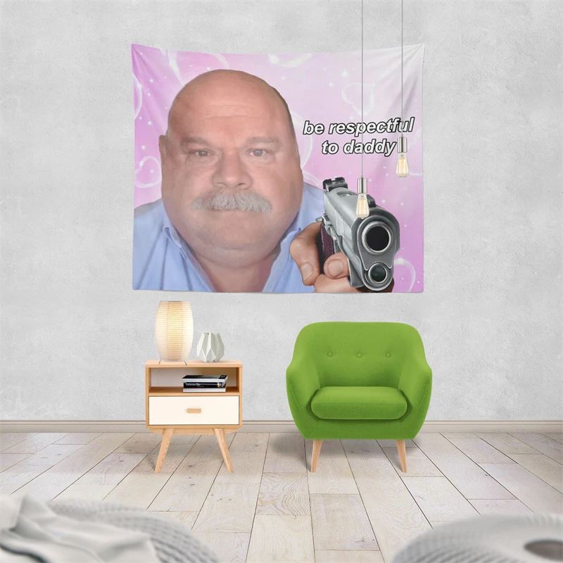 Gaslight Gatekeep Girlboss Bertram Winkle Be Respectful to Daddy Funny Meme Tapestry Wall Hanging Art for Bedroom Living Room