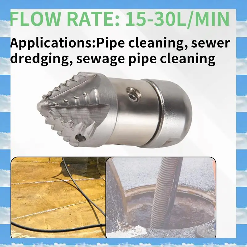

A11I 3/8 Mini Rotating Nozzle Small Flow 30L High Pressure Water Rat Sewer Drain Pipe Cleaning Nozzle Drain Cleaner
