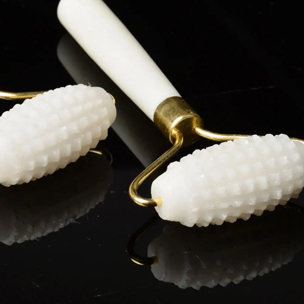 ลูกกลิ้งนวดหน้าหยก 1 ชิ้น คริสตัลธรรมชาติ หัวเดียว ด้ามจับโลหะทนทาน เครื่องมือนวดหน้า ลูกกลิ้งนวด