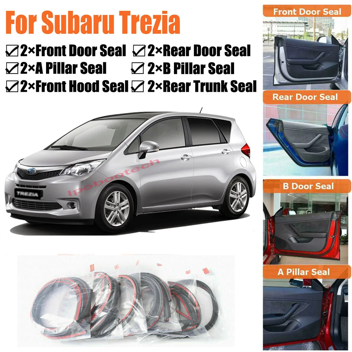 Brand New Car Door Seal Kit Soundproof Rubber Weather Draft Seal Strip Wind Noise Reduction  Fit For Subaru Trezia