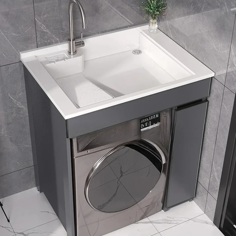 Alumimum Balcony Washing Machine Cabinet Washbasin Integrated Table Wash Basin Combination Small Apartment