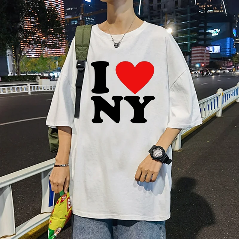 I Love New York T-Shirt Streetwear Y2k Aesthetic Graphic Korean Fashion Women/Men Tee Casual Round Neck T-Shirt Short Sleeves