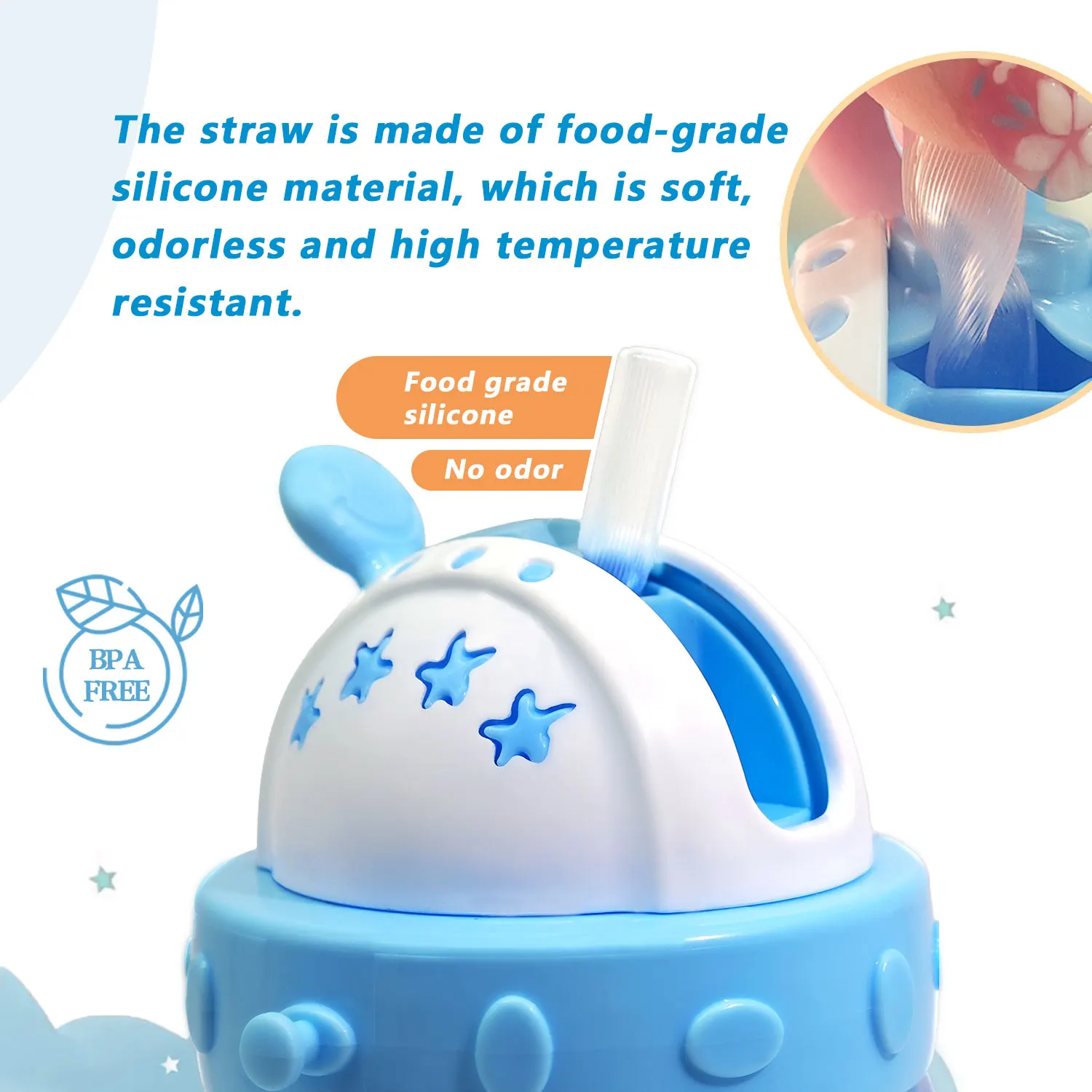 350ML large-capacity children's new sports water cup with strap cartoon straw cup PP material anti-fall and anti-leakage