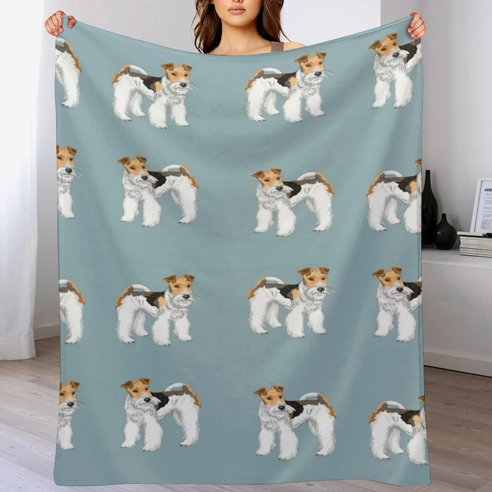 

Retro Wire Haired Fox Terrier Design Throw Blanket Kid'S Sleeping Bag blankets and throws Blankets