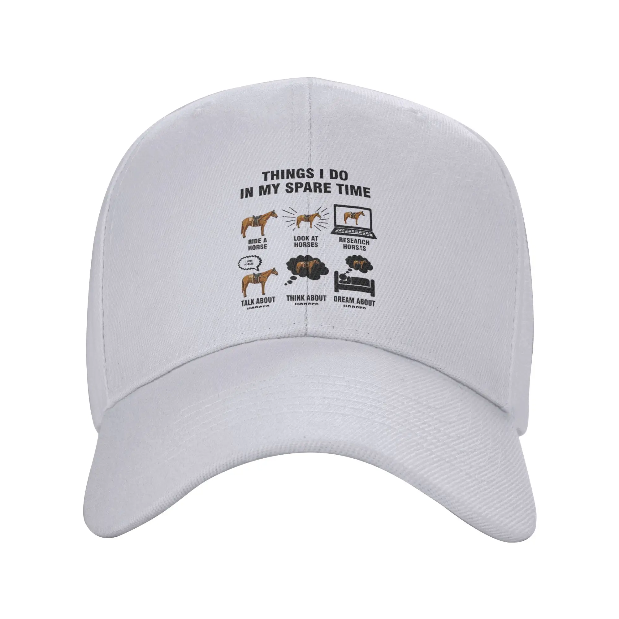 Fashion Things I Do In My Spare Time Horse Lover Curved Brim Baseball Cap Men Tennis Female