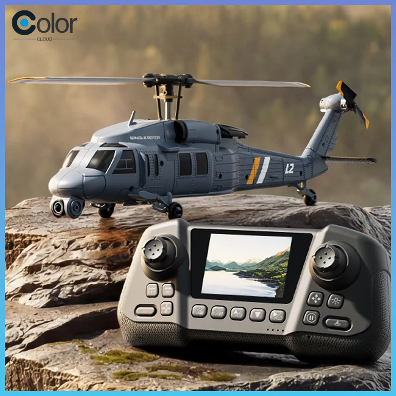 

Радиоуправляемый вертолет 4DRC L2 с 8K-камерой, встроенным экраном, пультом ДУ, 6-осевым гироскопом, однолопастной, в стиле Black Hawk Apache, военный, для мальчиков