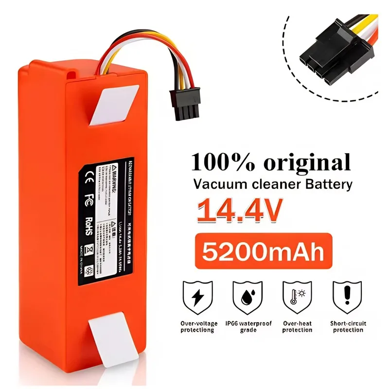 

14.4V 5200mAh BRR-2P4S-5200S Robotic Vacuum Cleaner Replacement Battery For Xiaomi Roborock S55 S60 S65 S50 S51 S5 MAX S6 Parts