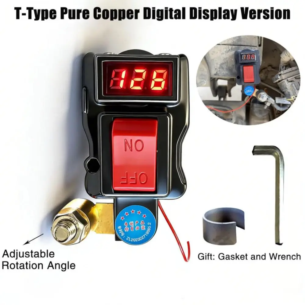 

Выключатель-разъединитель для автомобильного аккумулятора Т-образного типа с цифровым дисплеем напряжения, мониторингом реального напряжения и функцией отключения питания, поворотный выключатель-разъединитель