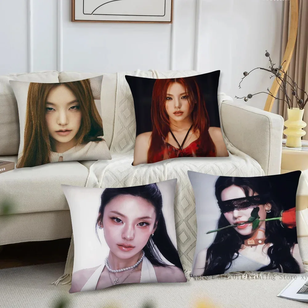 Korean Female Singer Hwang Yeji Pillow Case Square Pillow Bedroom Sofa Leisure Comfort Cushion Living Room Home Decoration 40X40