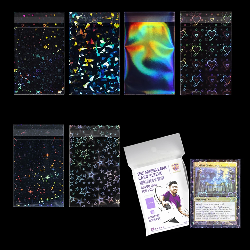 100pcs 65x90mm Heart Shaped/Star/Shattered Flash Card Sleeves Transparent Game OPP Resealable Sleeves for YGO/PKM Trading Cards