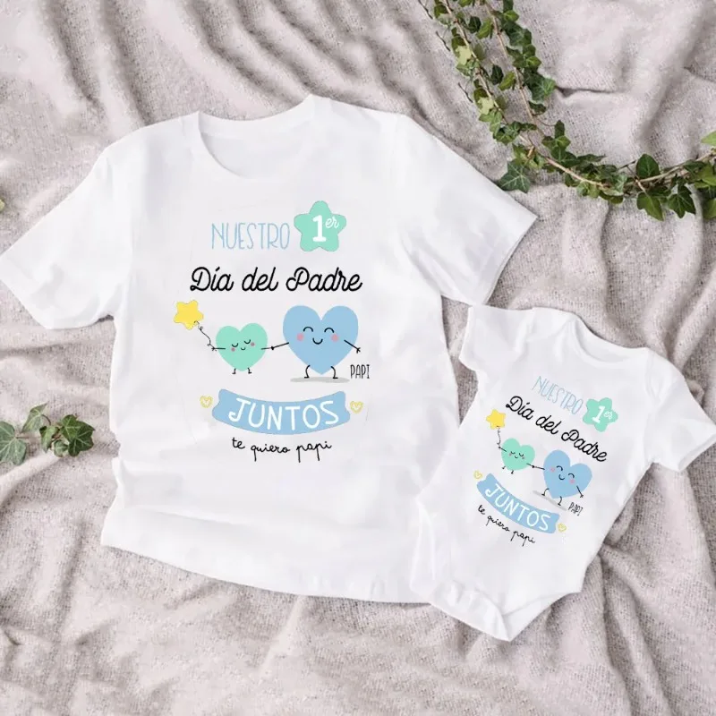 Fathers Day Family Set Our First Father's Day Print Family Matching Outfit Daddy T-shirt+Baby Romper  Fathers' Day Best Present