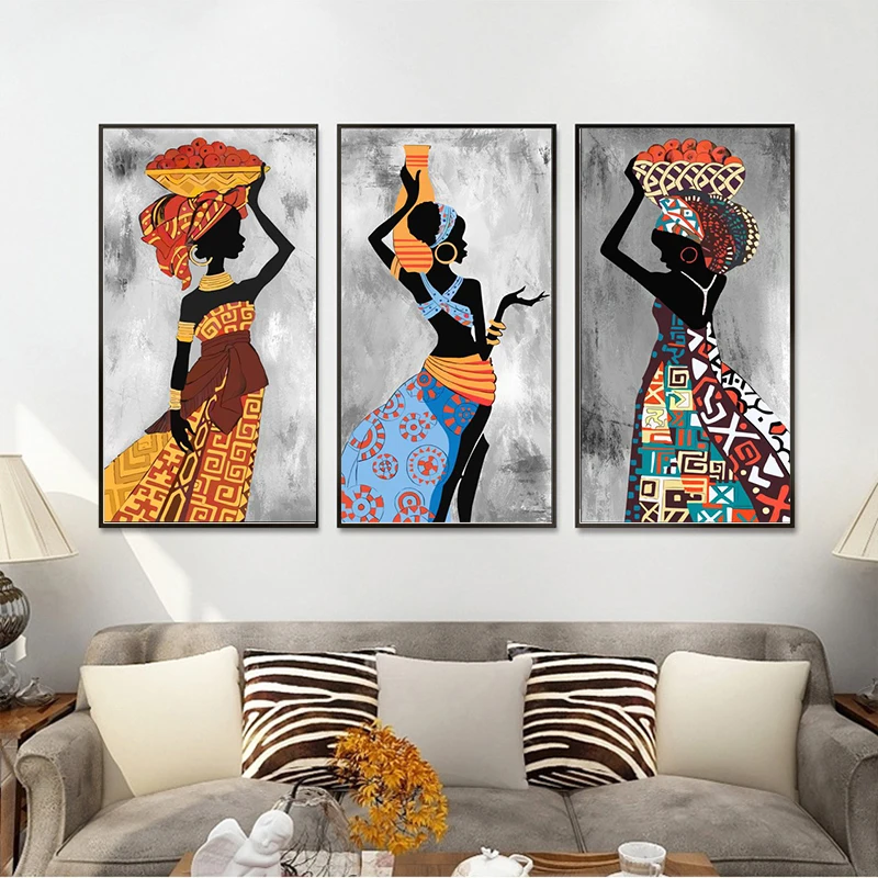 

African Black Women Poster Print Abstract African Women Dance Canvas Painting Wall Art Picture for Living Room Home Decoration