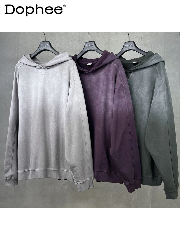

2025 Autumn Winter New Gradient Retro Trendy Hoodie Sweatshirt Vintage Loose Casual Fashion Men's Jacket