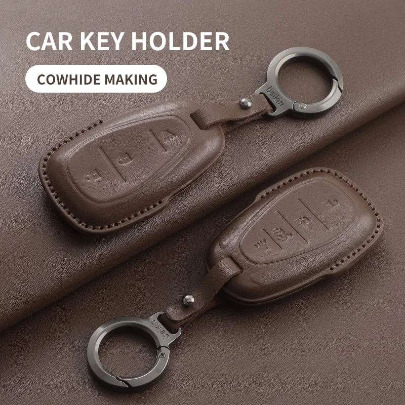 

For Chevrolet Onix Equino Orlando Cruze Spark Sonic Camaro Volt Bolt Malibu Car Key Protection Shell Leather Car Key Case Cover