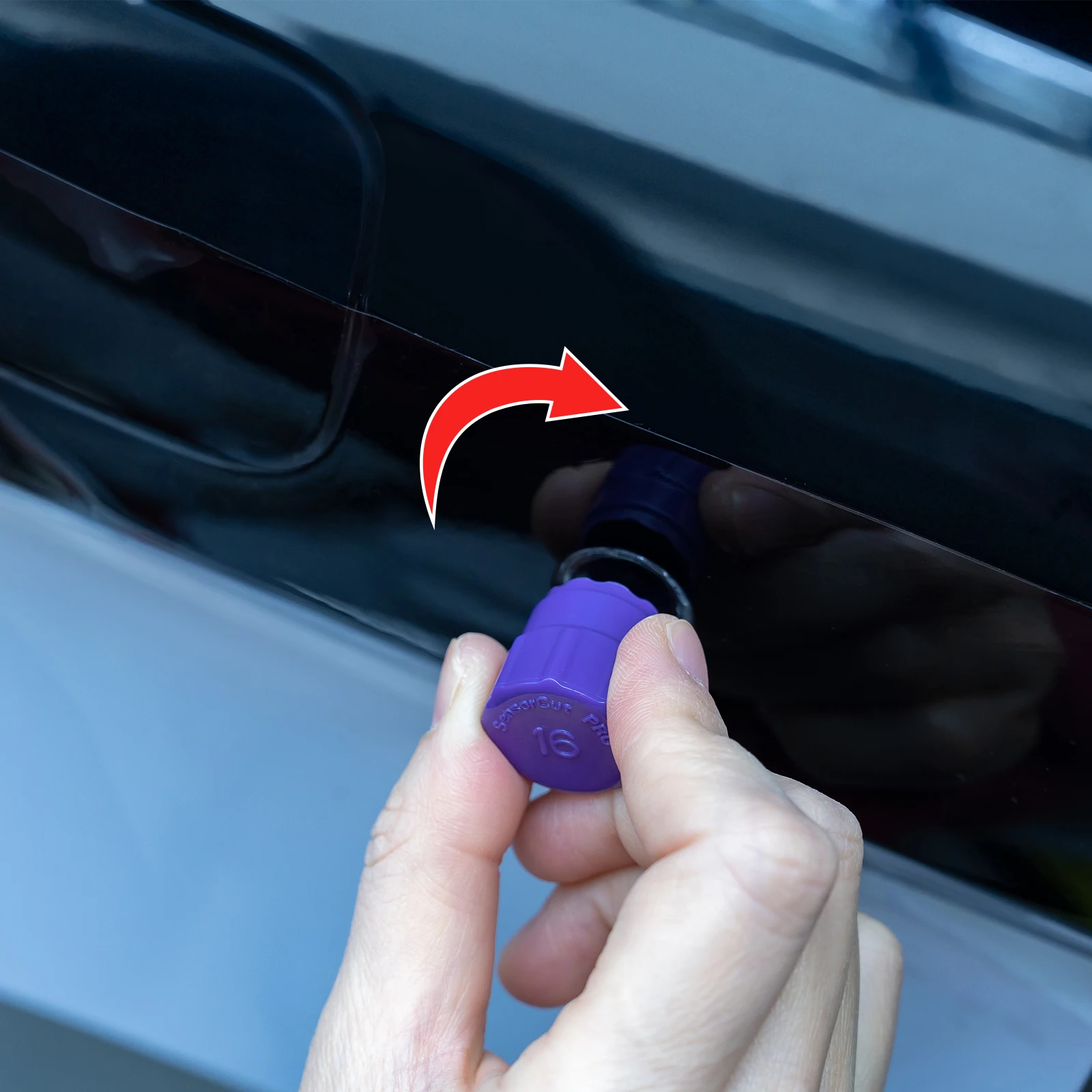 FOSHIO Precise Car Radar Hole Cutting Template Vehicle Parking Sensor Vinyl Wrapping Squeegee Tool 16~25mm Diameter Round Set