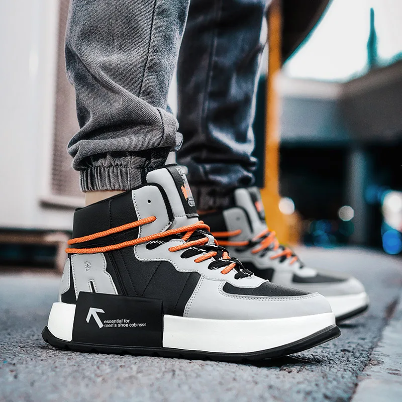 

2026 New Trendy high-top shoes with LACES and high-top boots Hot Selling Thick Soled Rebound Men Casual Sports Shoes