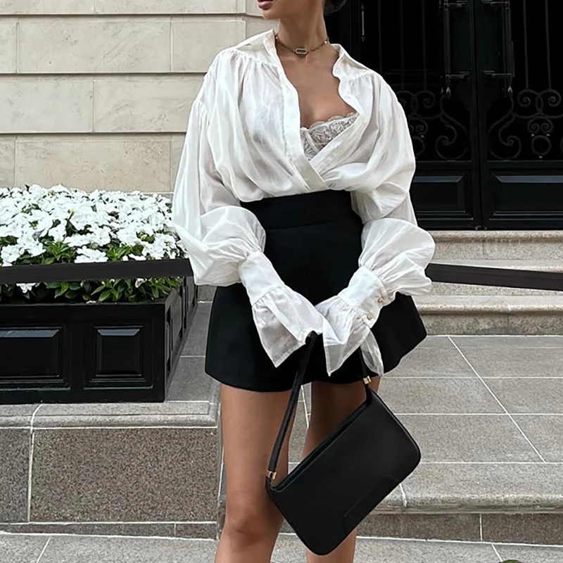 2025 Ladies Temperament Silk Slim Shirt Office Elegant Lapel Long Sleeved Solid Top Fashion High Street Single Breasted Blouses