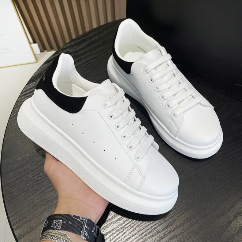 Spring Sports Running White Chunky Sneakers Women Shoes Loafers Lace Up Flats Trend Casual Vulcanized Shoes zapatillas de skate