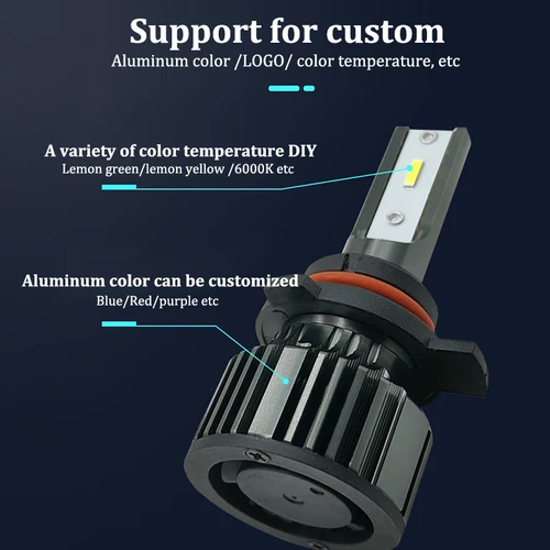 Imagen 2 del producto Luz LED antiniebla para coche, lámpara Turbo H4 de 50W, color verde limón, 9005, 9006, 9007