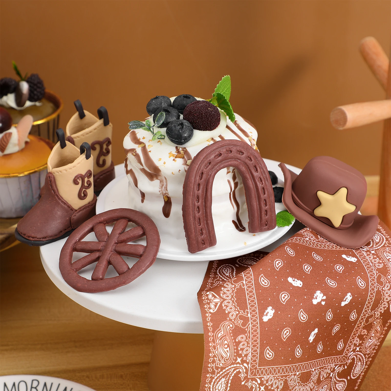 

1Set Cake Toppers Cowgirl Theme Decorations Western Style Birthday Baby Shower Party Favors Cake Toppers