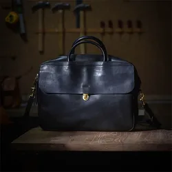 Bolso de mano de cuero genuino Natural para hombre y mujer, maletín de diseñador de moda Retro, para uso diario en exteriores, oficina, oficina, negocios, trabajo, ordenador portátil