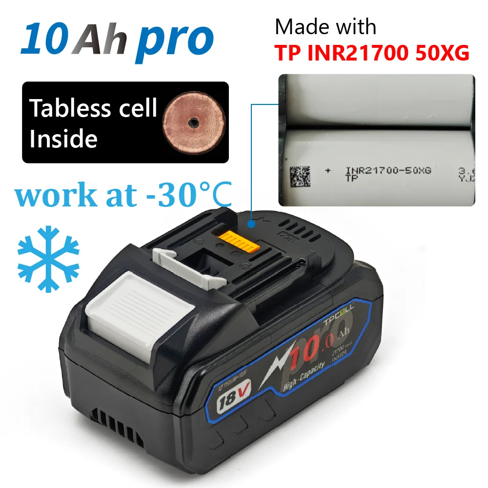 TPCELL New 8Ah/10Ah For MKT 18V 21700 Tabless cells Replacement Battery Power Tools Li-ion image 3