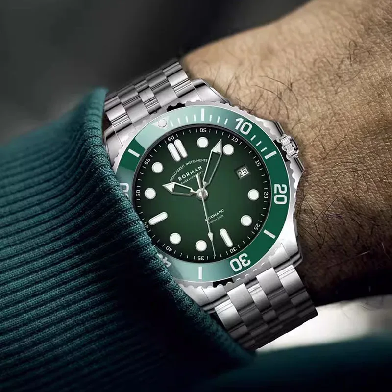 BORMAN Business Mens Automatic Mechanical Watch Ceramic Bezel MIYOTA 8215 Movement Sapphire Mirror Waterproof 100m Watches