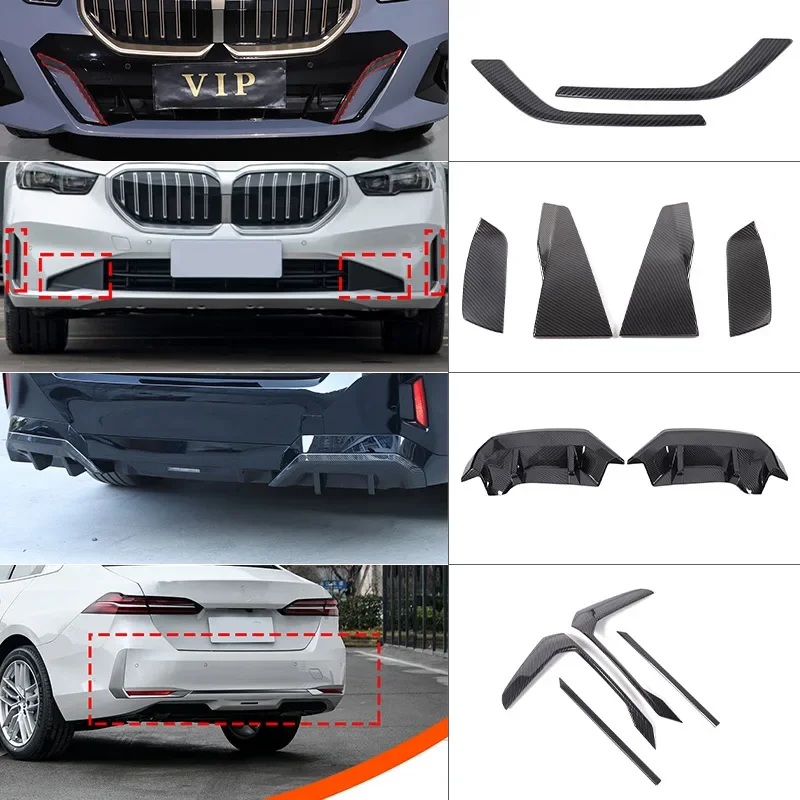 

For BMW 5 Series G60 2024-2025 ABS Carbon fiber Car Front Rear Bumper Trim Tailpipe Spoiler Trim Decorative Accessories