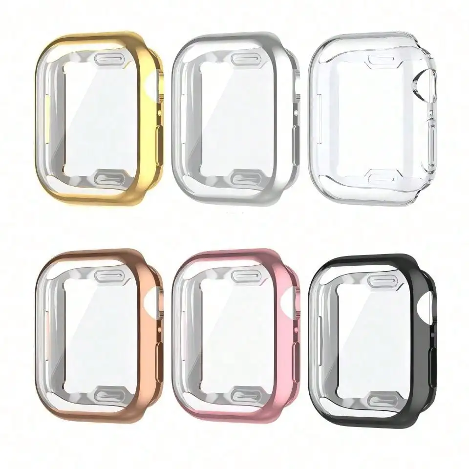 Ultra Thin Plated TPU Bumper Sensitive Touch Screen Protector Case For iWatch 10 9 8 7 6 SE Anti Scratch Shockproof Full Coverage Overall Protective Cover