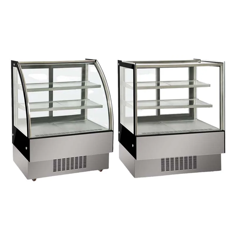 250L Upright Commercial Glass Cake Dessert Display Cabinet Fan Cooling Stainless Steel Refrigerator For Chocolate & Bakery Items