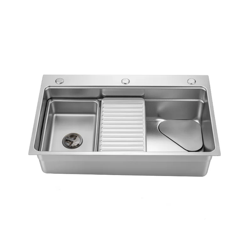 

Modern 304 Stainless Steel Single Basin Kitchen Sink Drop-in Deep round Corner Multifunction Workstation