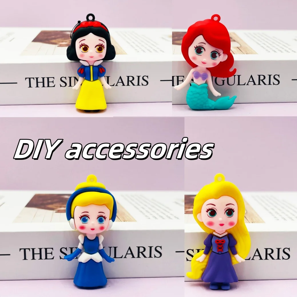 

Disney cute keychain Snow White Aisa Mermaid Princess PVC Cartoon Bag Pendant Diy Accessories Women's Pendant Birthday Gift