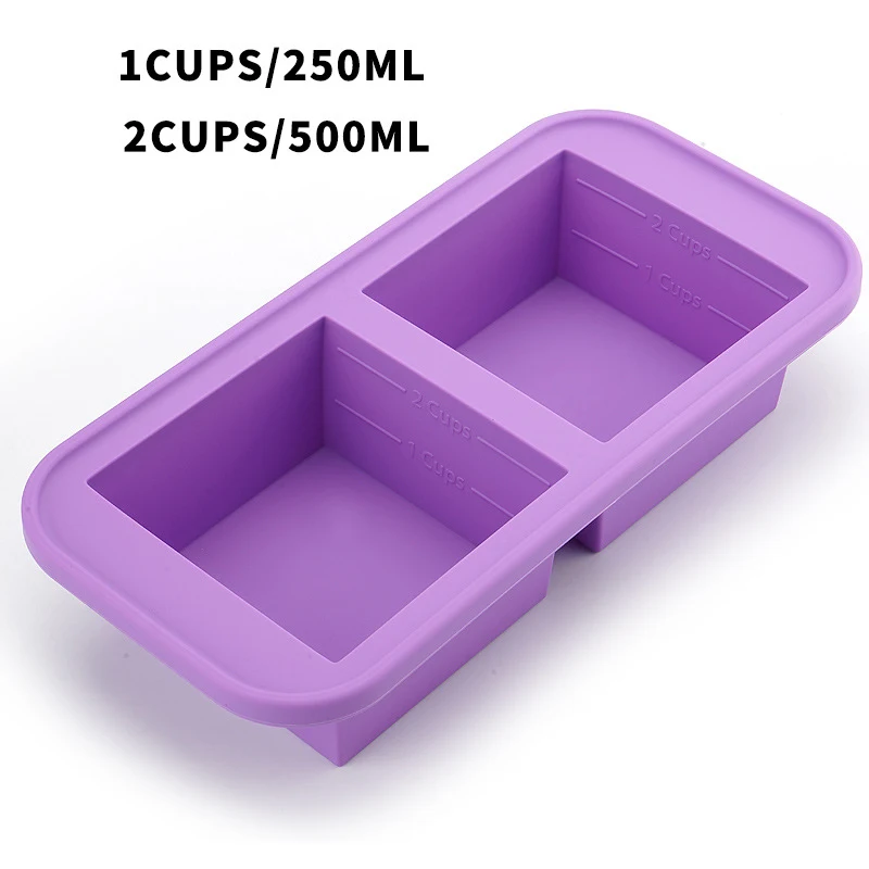 1 Pc 2/4/6 Grid Siliconen Vriezer Schimmel Met Deksel Gekoelde Voedsel Opbergdoos Voedsel doos Ijsbak Schimmel Ijs Doos Vers Houden Doos