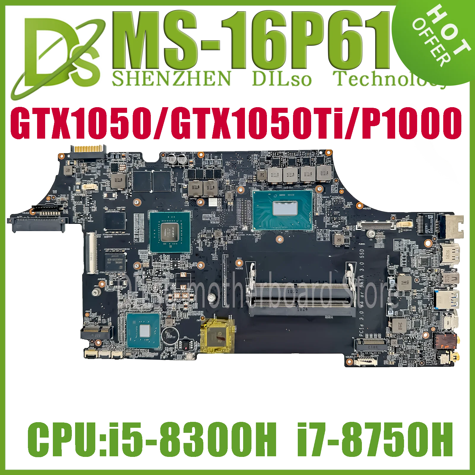 KEFU MS-16P61 Notebook Mainboard For MSI MS-16P6 GL63 Laptop Motherboard W/i5-8300H i7-8750H CPU GTX1050  GTX1050Ti P1000 GPU