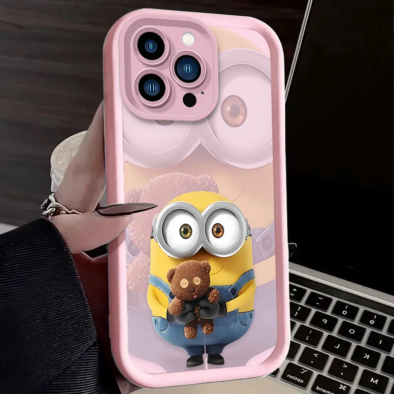 Cartoon M-Minions Doll Case For iPhone 16 16E 15 14 13 12 11 Pro Max X XS X S Max XR SE 2020 SE4 7 8 Shockproof Silicone Cover - náhled 6