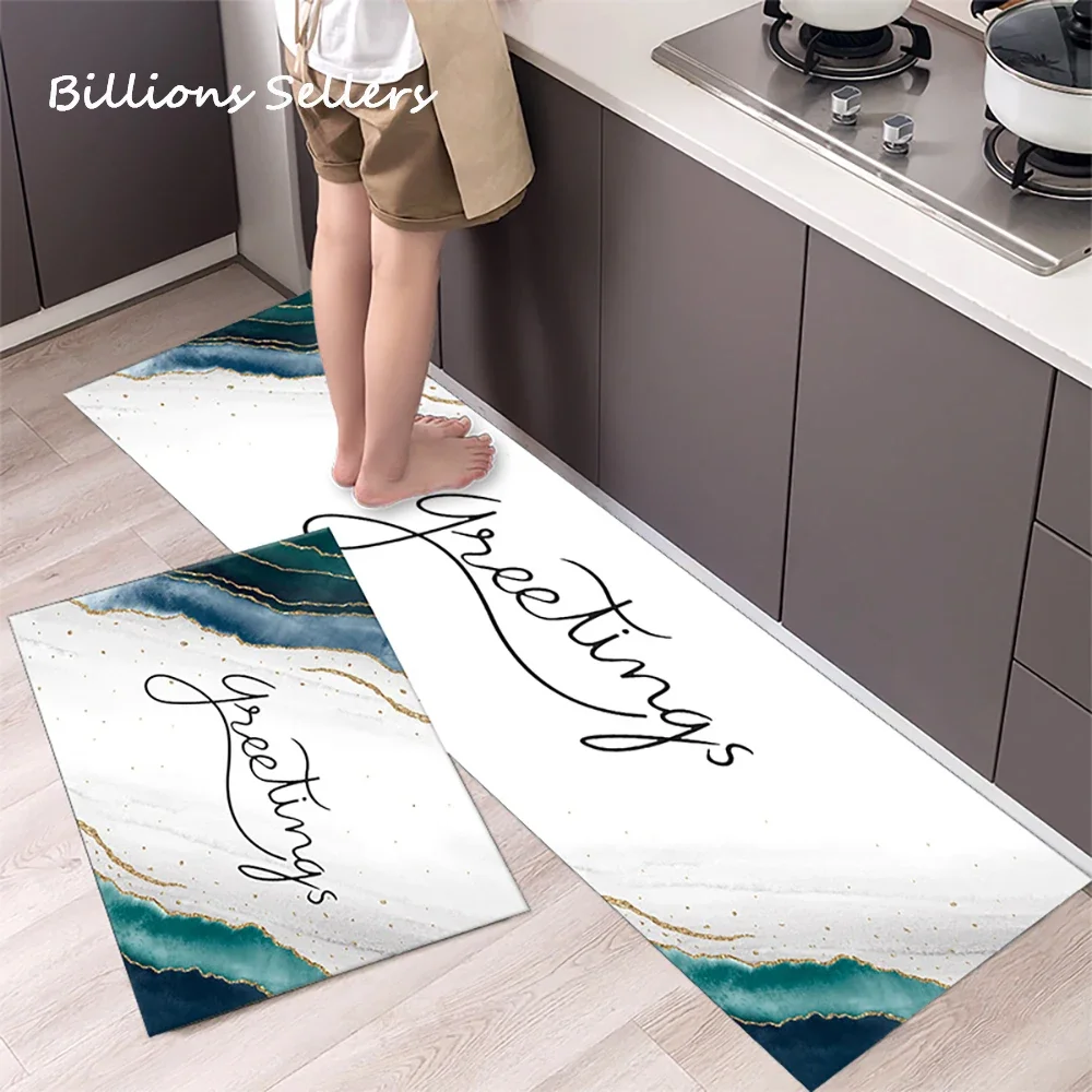 Kitchen Absorbent Mat Non-Skid Waterproof Wipeable Comfort Standing Kitchen Rugs and Mats Wipeable Wash Free Long Strip Carpet