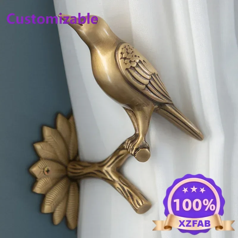 Factory Direct 2026 Vintage Brass Bird Curtain Hooks Creative Curtain Clip Wall Decor Corrosion Resistant Rust Proof Lifelike