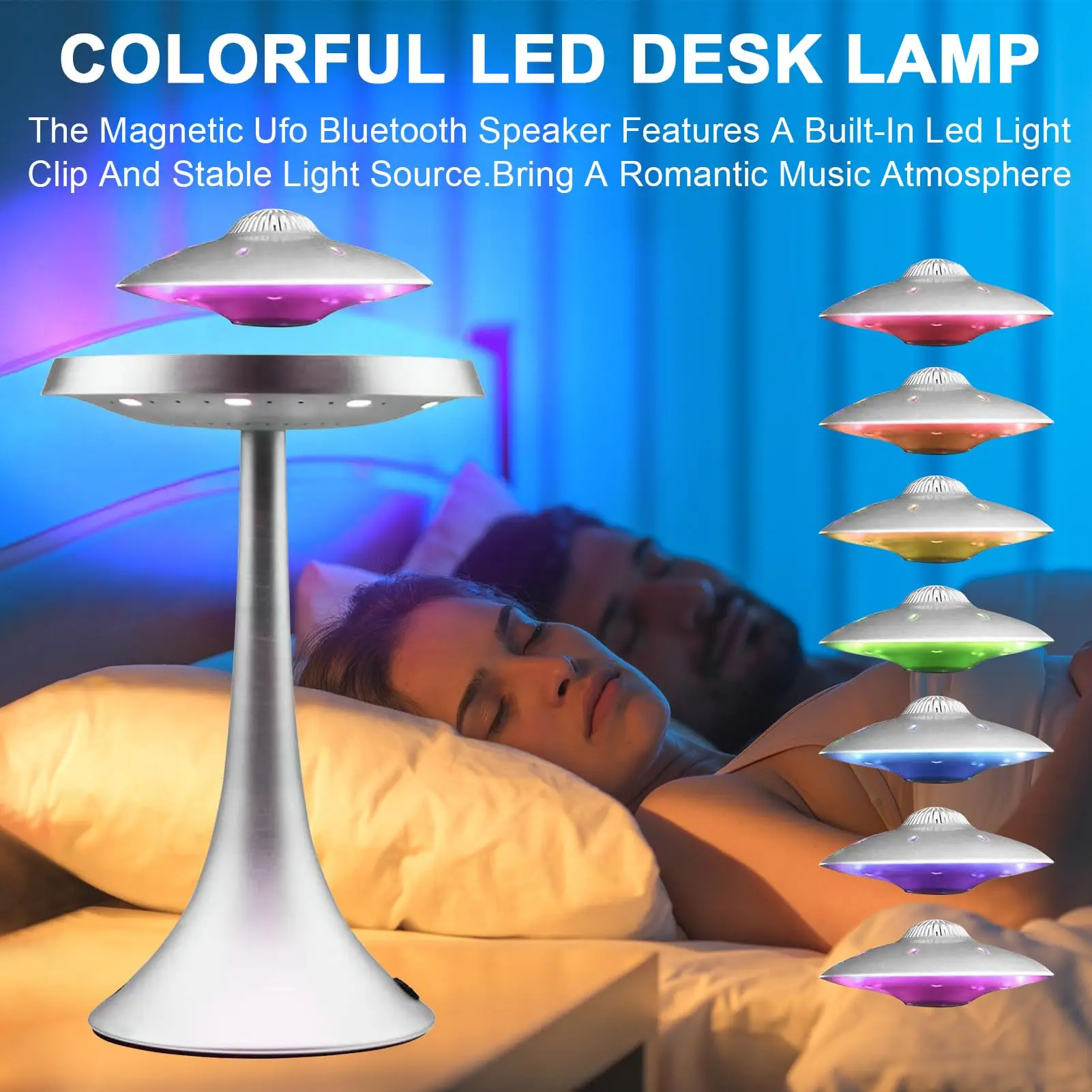 Magnetic Levitation Bluetooth UFO Speaker with Seven Color Night Lamp Wireless Charging LED Lamp Bluetooth Speaker lamp