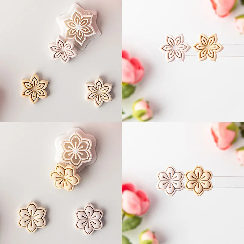 Soft Pottery Earrings Polymer Clay Cutter Hollow Geometric Pattern Mold DIY Ceramic Earrings  Jewelry Pendants Clay Tools